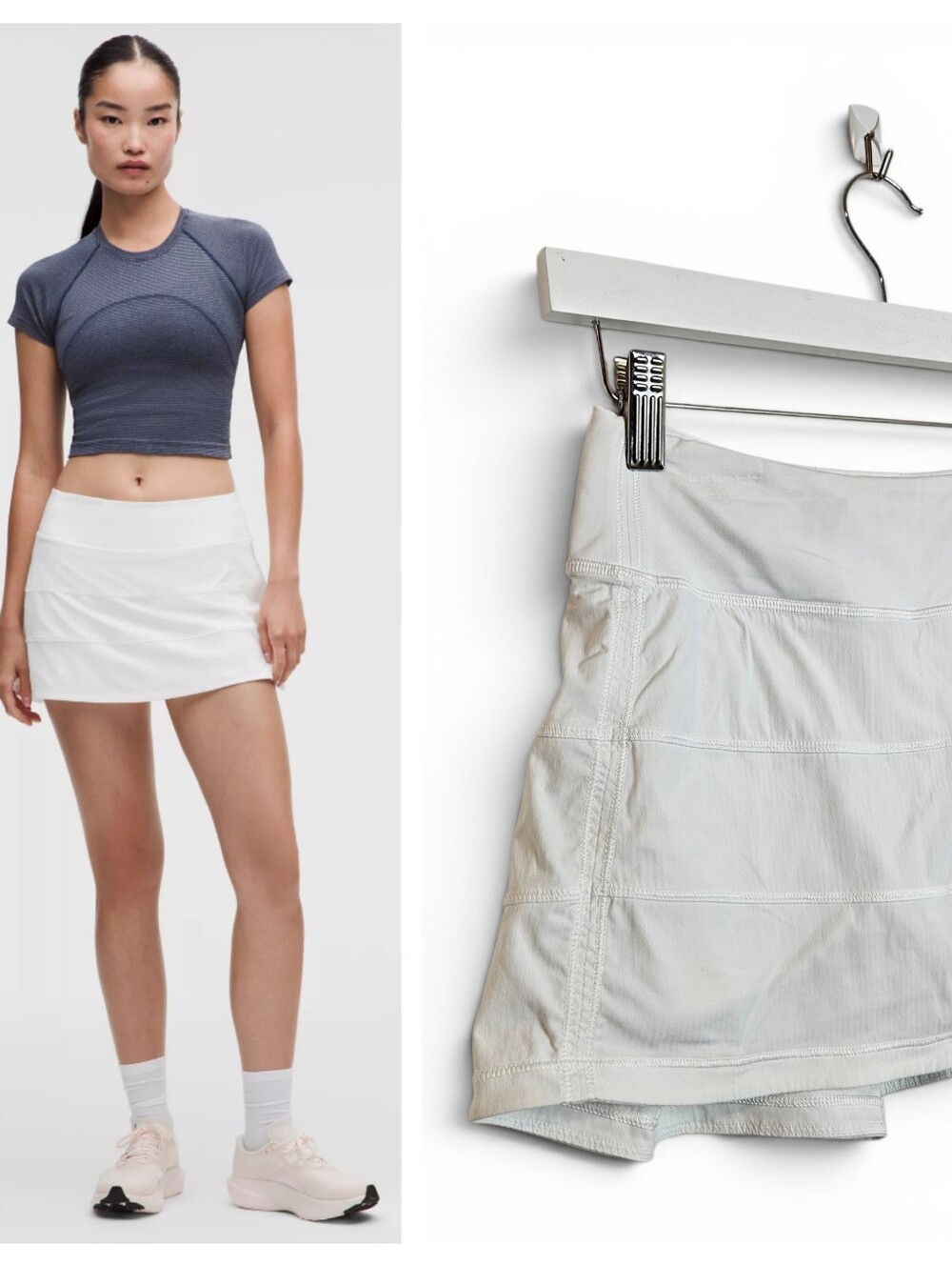 Lululemon Pace Rival Mid Rise Skirt Sz 4 White Built Shorts Liner Tennis Skort